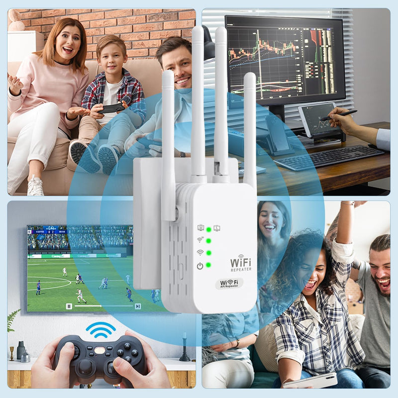 WiFi Extender, 300Mbps Wi-Fi Signal Booster Amplifier for Home Cover Up to 120sq.ft WiFi 2.4GHz Dual Band Wireless Repeater, 4 Antennas 360° WiFi Amplifier, WiFi Range Extender with Ethernet 2A2F4-U10