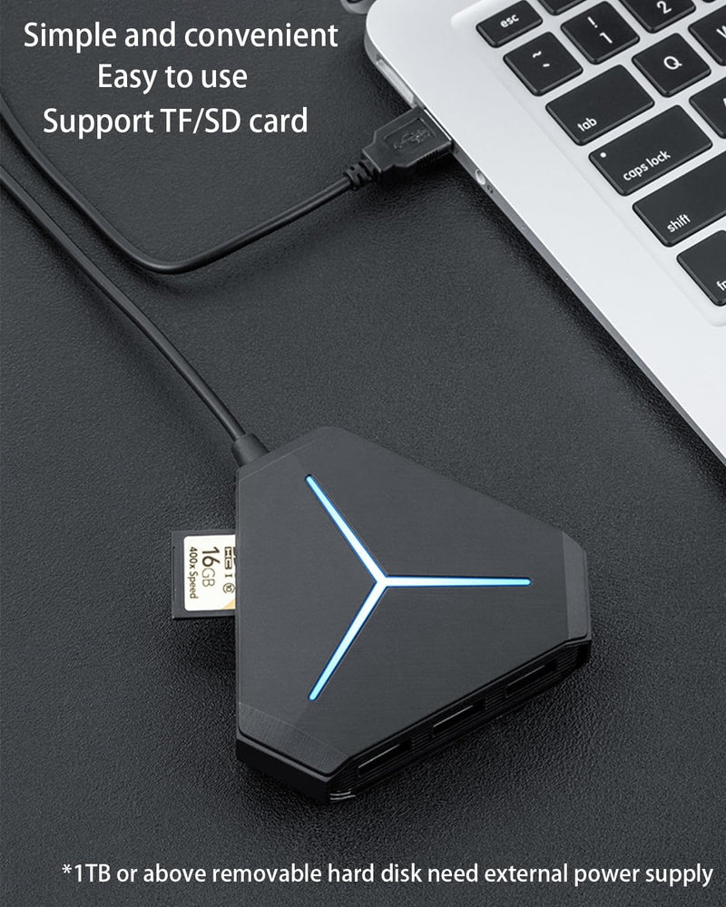 S24 USB Hubs Audio Adapter External Stereo Sound Card with 3.5mm Headphone & Microphone and 6 USB Jack for Windows, Mac, Linux, PC, Laptops, Desktops, PS4 Computer External USB (10-in-1) Gray - 10-in-1