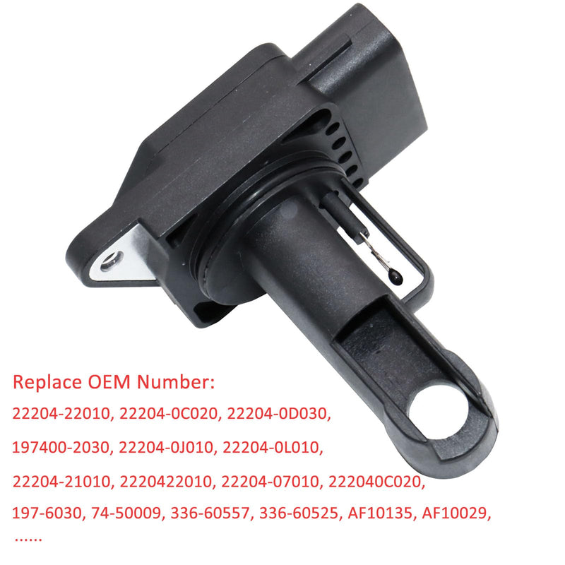 22204-22010 Mass Air Flow Sensor Compatible with Toyota 00-09 4Runner 02-06 Camry 03-08 Corolla 01-10 Highlander 99-15 Tacoma 01-05 RAV4 Lexus ES300 RX300 Scion xA xB 22204-0D030 22204-07010