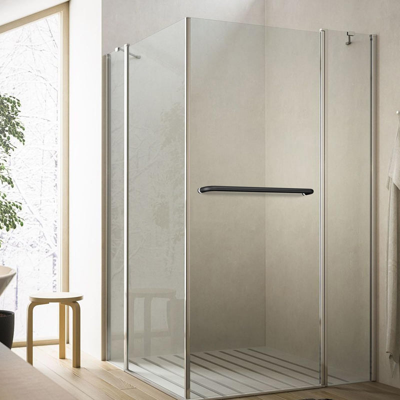Ranbo Glass Shower Door Towel Bar 20 Inch Stainless Steel Sliding Shower Door Handle Replacement with Matte Black Finish for Commercial and Residential Glass Doors