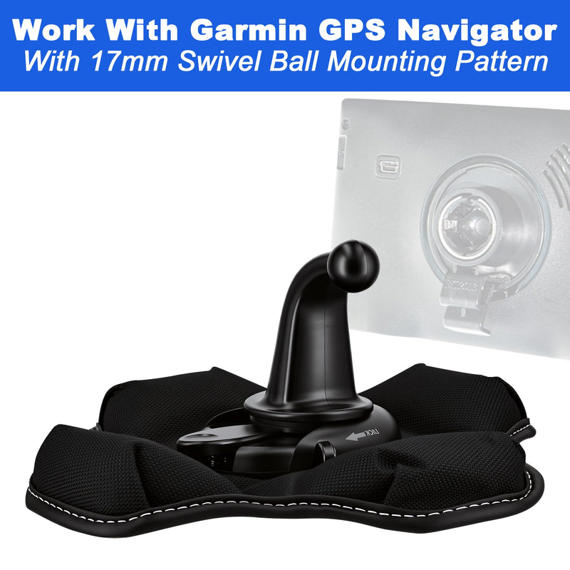 Portable Friction Beanbag Mount for Garmin GPS Dashboard Holder | 17mm Ball, NonSkid, Exclusive, for Garmin GPS Nuvi Drivesmart Drive Dezl Zumo Driveassist DriveLuxe StreetPilot RV Navigator