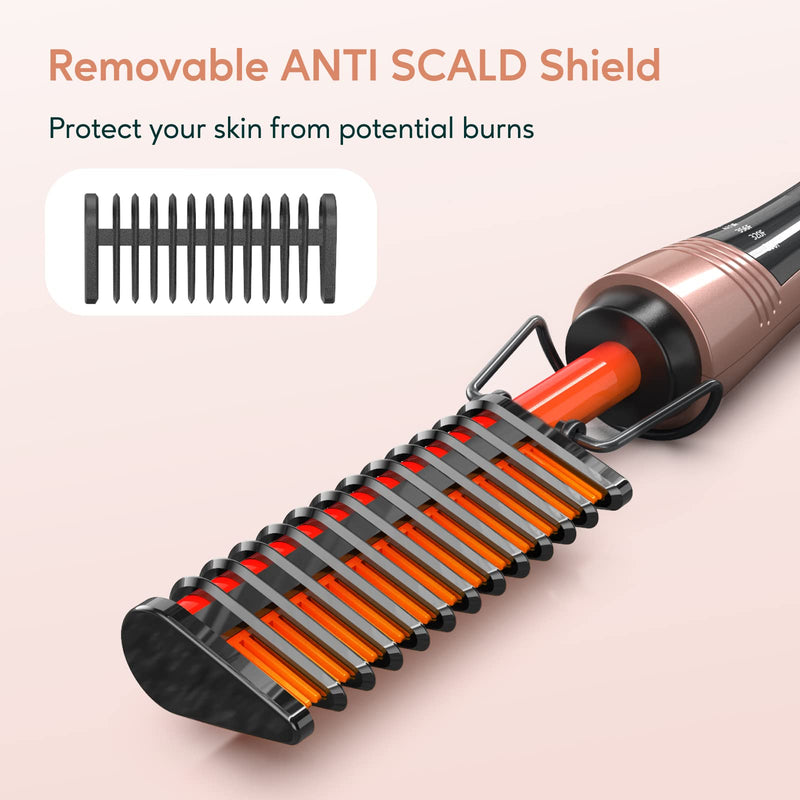 Terviiix Hot Comb Electric, Hot Comb for Wigs, Afro Hair & Beard, Anti-Scald Straightening Comb with Keratin & Argan Oil Infused Teeth, Temperatures Adjustable, 60 Min Auto Shut Off Rose Gold