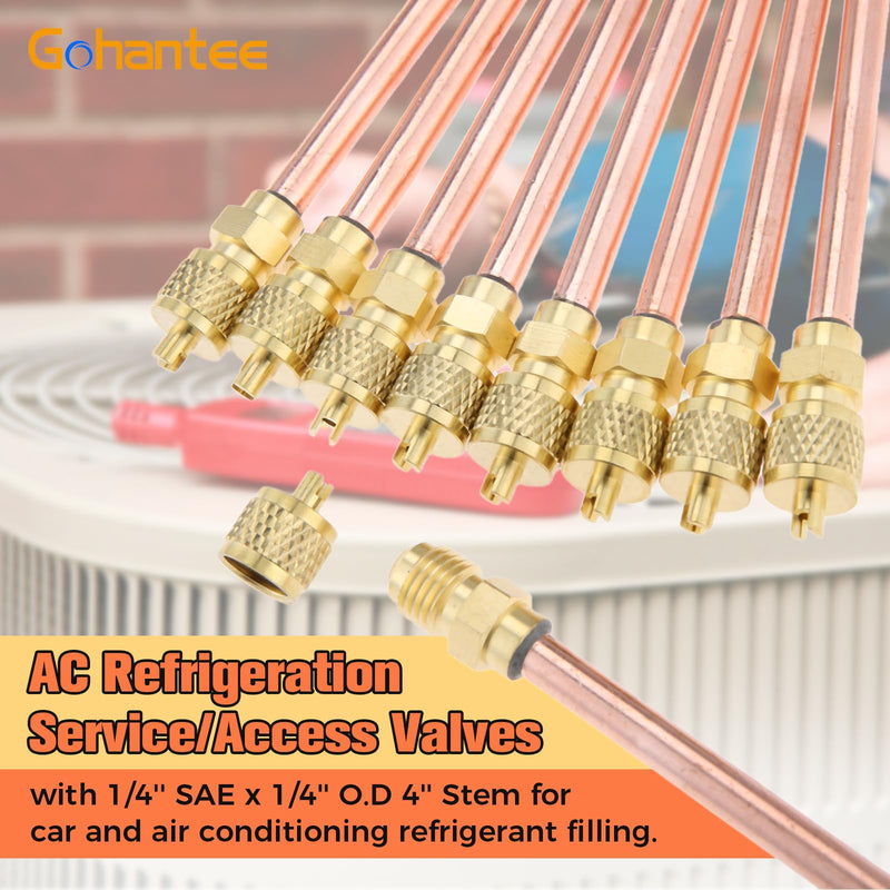 10PCS Access/Service Valve 1/4'' SAE x 1/4'' OD x 4'' Stem Core AC Refrigeration