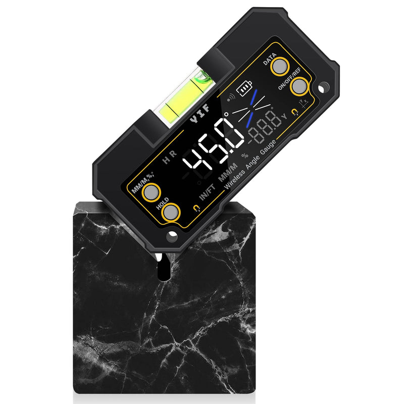 YIF Wireless Digital Angle Finder Tool with Dual Axis, Digital Level with Slope Percentage - Magnetic Angle Finder with Clear Display & Digital Protractor for Absolute & Relative Measurement