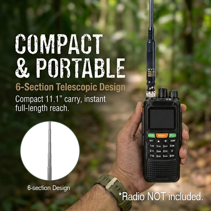 BNC 27MHz Telescopic Antenna for Uniden Cobra Handheld CB Radio | 42.5" Full Extended 6-section High Gain Portable CB Antenna