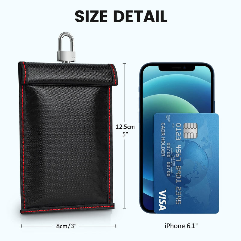 Faraday Pouch for Key Fob, Fireproof & Water Resistant RFID Signal Blocking Car Key Case, Anti-Theft Keyless Entry Faraday Bag for Vehicle Key Fob & RFID NFC Cards red