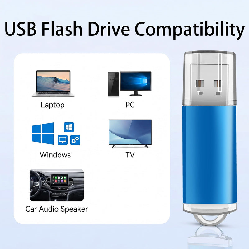10 Pack 4GB Blue Plastic USB 2.0 Thumb Drives,with LED Indicator | Lightweight plastic shell with LED indicator for easy file transfer flash drive, memory stick, usb stick and pendrive. 10 Pack Plastic USB Blue