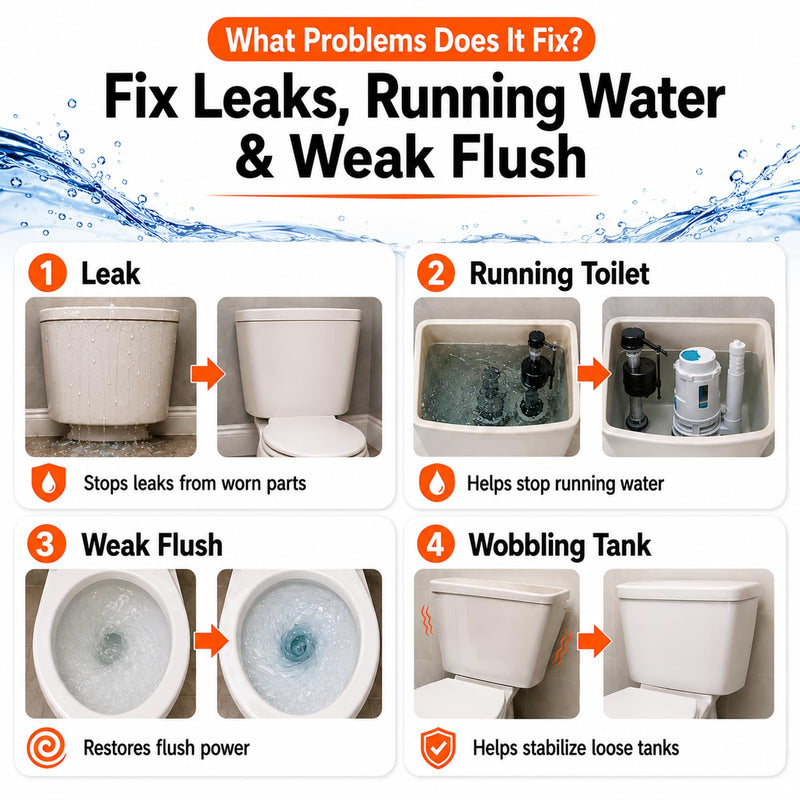 3 Inch Dual Flush Valve Replacement Kit for 2-Piece Toilets, Compatible with Glacier Bay, Toto, WaterRidge, AquaSource& More, Complete Toilet Repair Kit to Fix Leaks, Weak Flush & Wobbling (3 inch) 3 Inch