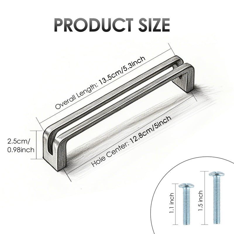 BOZWELL Matte Black Cabinet Pulls, Heavy Duty Solid zinc Alloy 5 Inch（128mm） Hole Center Vintage Brass Square Kitchen Drawer Handles for Cupboard Hardware Handles 6 Pack BZ7600 5 In Hole Centers