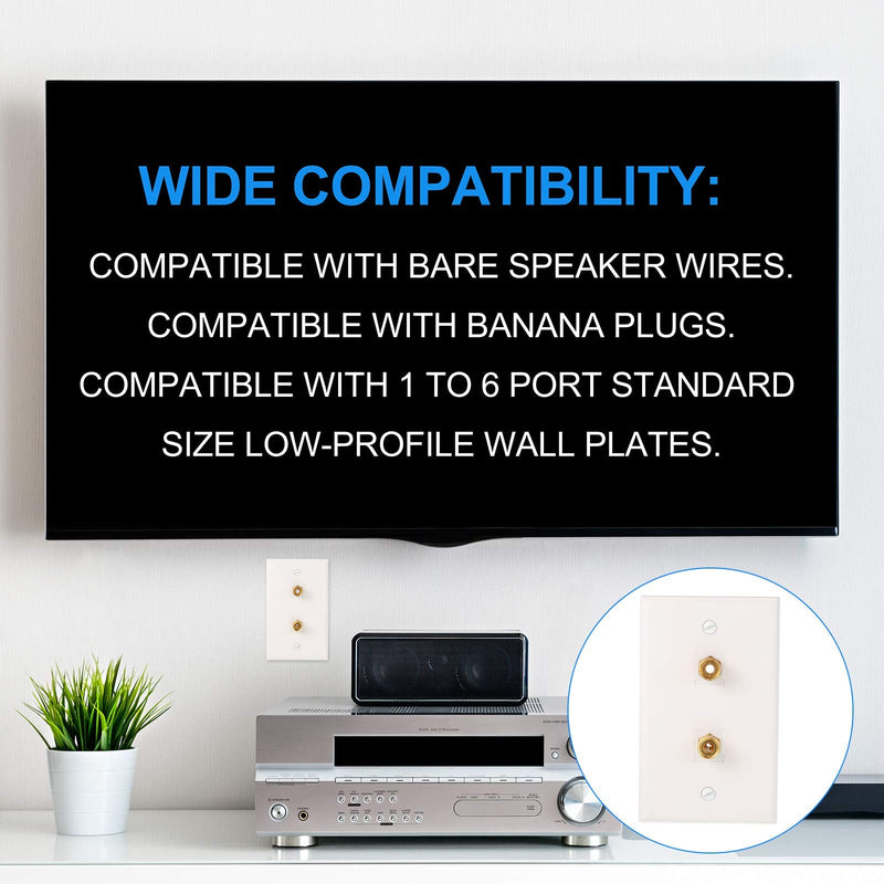 Weewooday 2 Pieces Pieces Banana Jack Binding Post Keystone Jack Insert, Black and Red Rings Audio Speaker Keystone Connector Screw Type Inline Coupler for Wall Plate Outlet Panel
