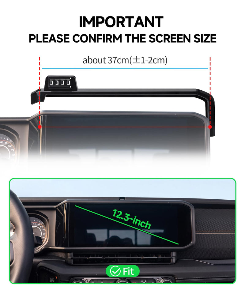 Qi2.2 25W Wireless Charger Car Phone Mount for Jeep Wrangler/4xe 2024-2026 | Gladiator 12.3" Screen Magsafe Accessories Fast Charging Magnetic Cell Phone Holder Clip Compatible with iPhone, GPS Bracket