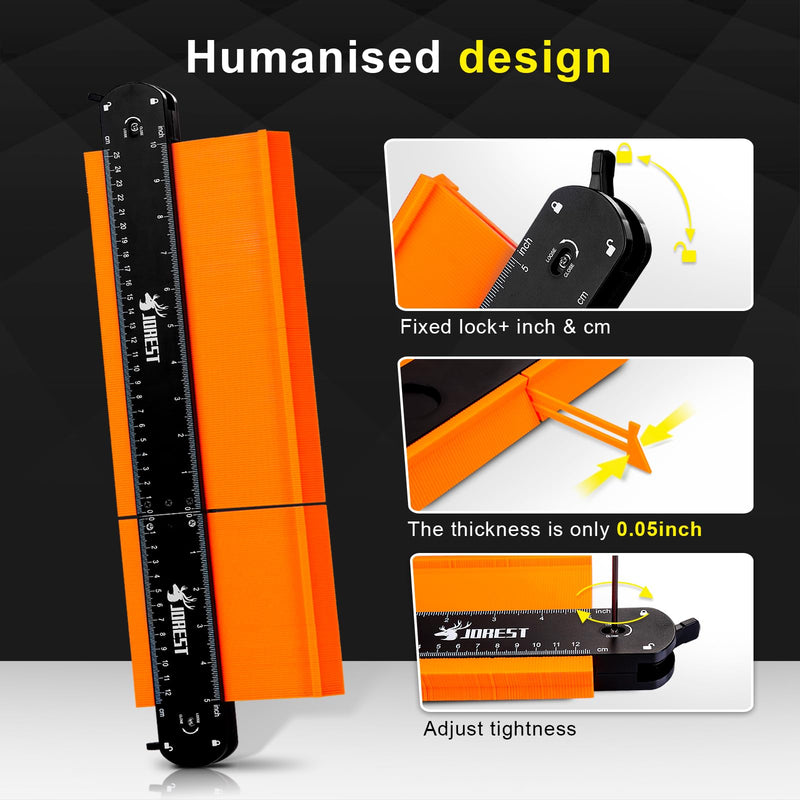 JOREST Connectable Contour Gauge (10+5 Inch), Gifts Ideas for Men Dad Handyman Husband Him, Shape Profile Duplicator with Lock, Outline Angle Measuring Tool, Template Tool, Tile Flooring, Scribe Edge 15 Inch Package
