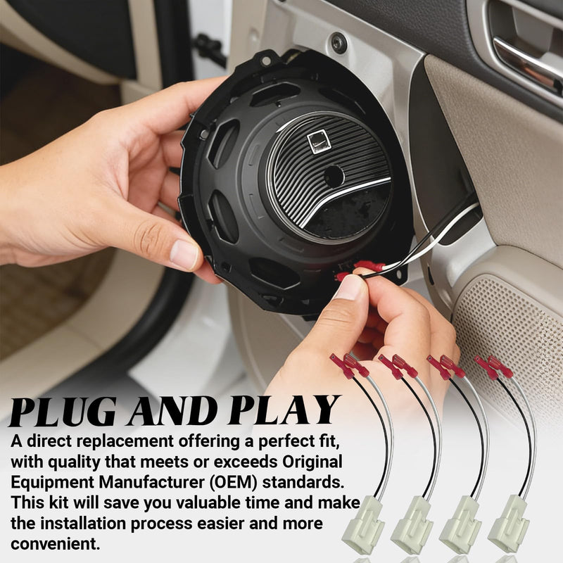 Car Door Speaker Harness Adapter, Audio Bass Speaker Wiring Harness, Stereo Plug Adapter, Subwoofer Wire Modification Cable Conversion Accessories, Compatible with Mitsubishi Subaru (4PCS)
