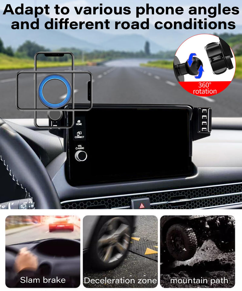 Car Phone Mount for Honda HR-V HRV/CR-V CRV 2023-2026 7/9 inch | 2023-2026 Honda HRV HR-V/CRV CR-V MagSafe Strong Magnets Cell Phone Holder Accessories, One-Hand Operation 360° Rotation for 2023-2026 Honda HR-V/CR-V (7/9 Inch)