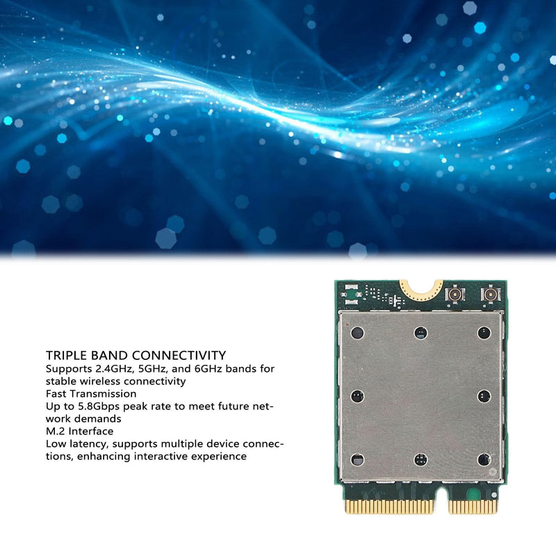 Wire Less Network Card Module, QCNCM865 Wire Less Card 2.4G 5G 6Ghz Triple Band M.2 Bluetooth 5.3 WiFi7 5.8Gbps Wire Less Network Adapter Card Module for 11
