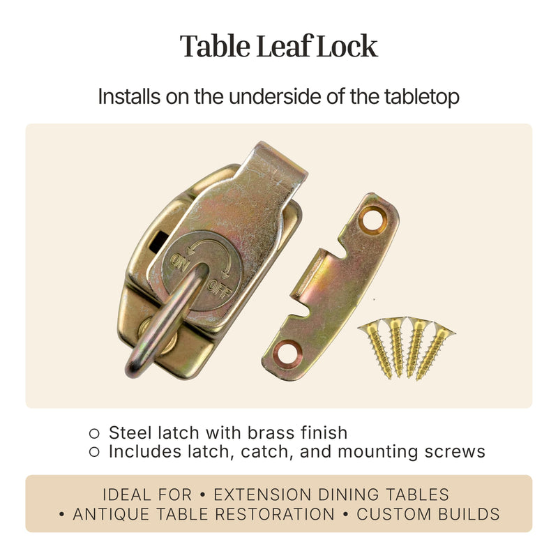 Brass Plated Table Leaf Lock - Pack of 6 - Dining Table Leaf Latches - Table Buckle Connectors - Table Locks for Leaves - Antique Furniture Hardware | TT1-SB (6)