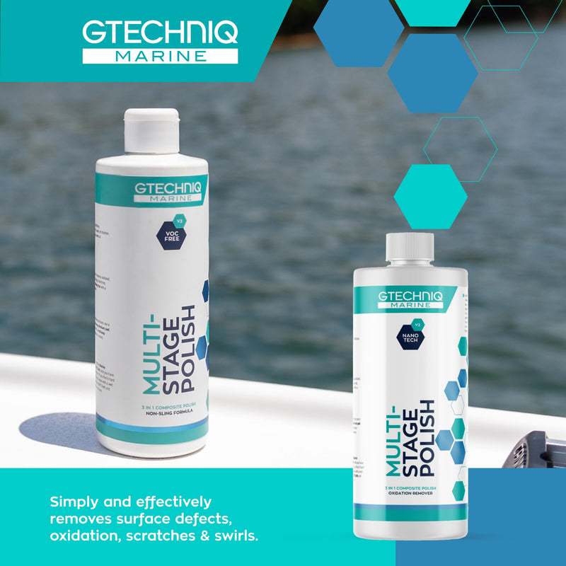 Gtechniq Marine Multi-Stage Polish - Scratch & Oxidation Remover - Supergloss Cleaner & Polish for Boats, Yachts & Ships - Gentle on Topcoat & Gelcoat 500ml