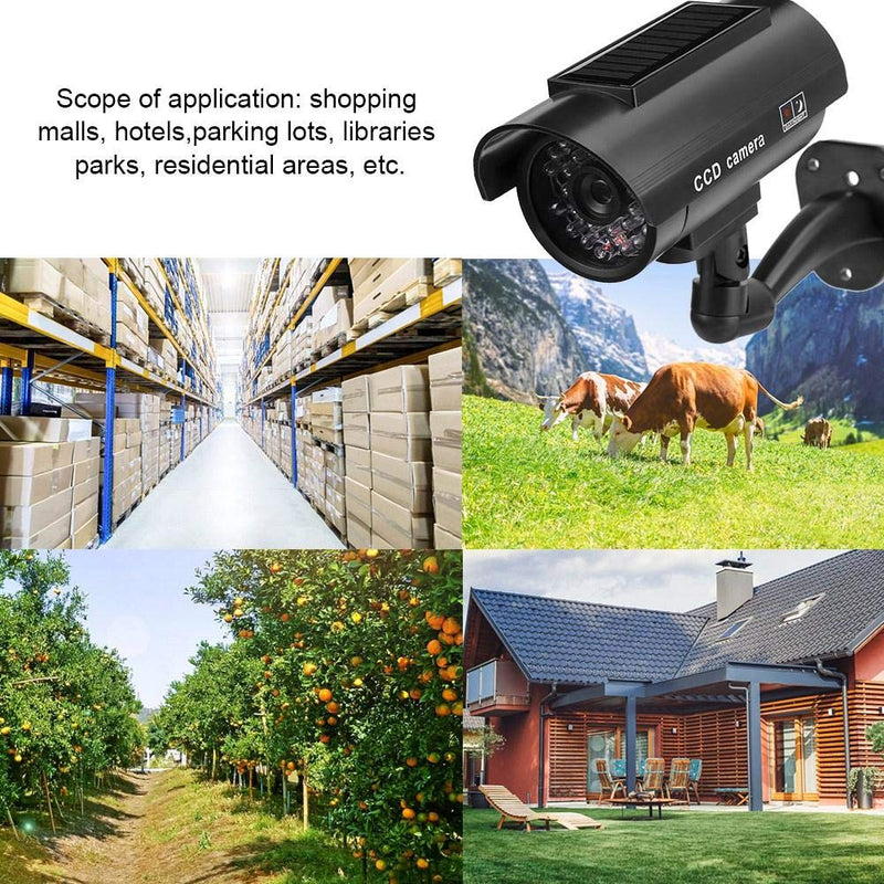 Dioche Solar Power Dummy Fake Security Camera, Outdoor Shape Anti-Theft Surveillance Camera with Flashing LED Light