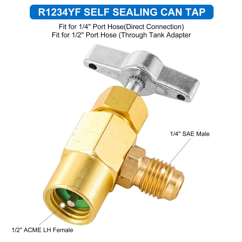 R1234YF Quick Coupler Kit, R1234yf to R134a Quick Coupler Adapter, R1234YF High and Low Side Quick Couplers Kit (R1234YF Adapter + 1PC Can Opener) R1234YF Adapter + 1PC Can Opener