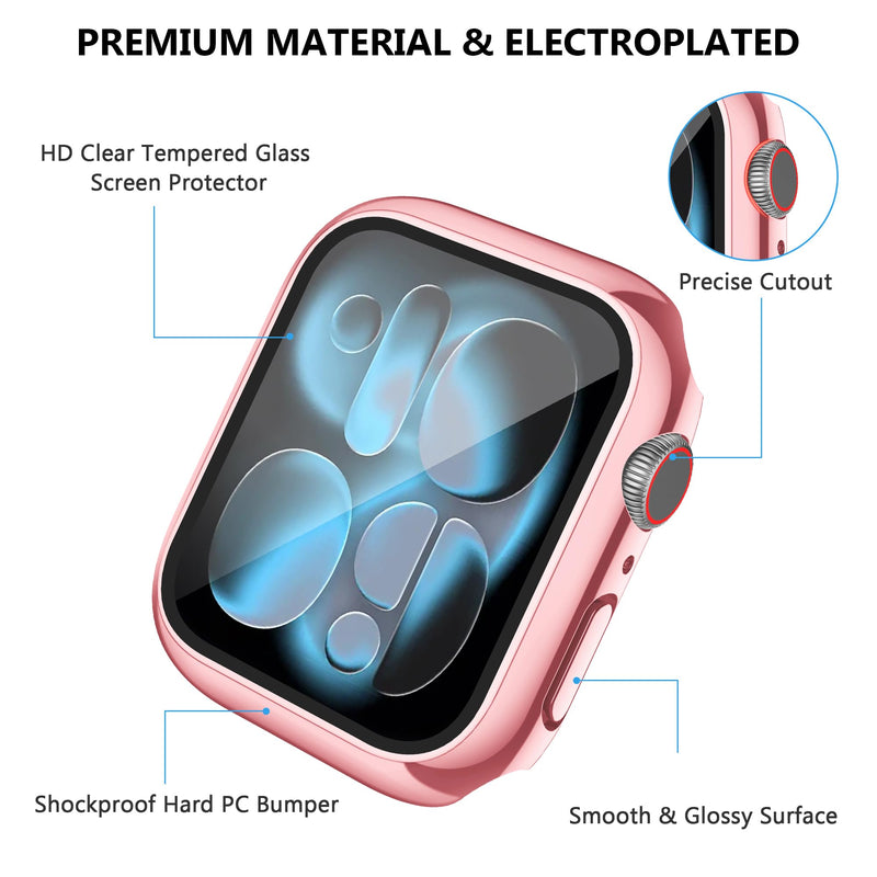 12 Pack Case for Apple Watch Series SE 3/SE 2/SE/6/5/4 40mm with Tempered Glass Screen Protector, Plated Hard PC Glossy Protective Cover, All-around Bumper Compatible with iWatch 40mm