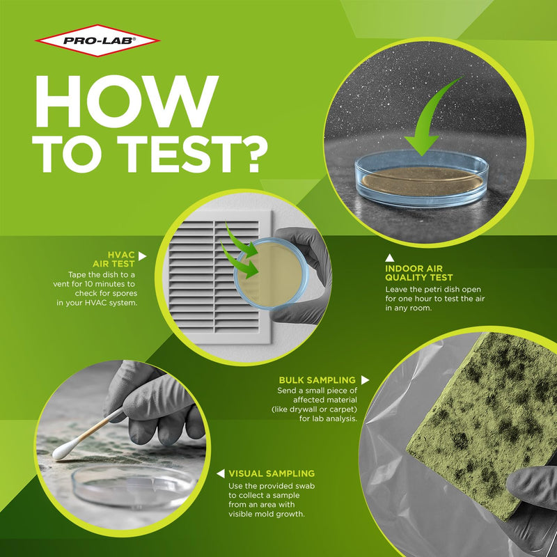 PRO-LAB DIY Mold Test Kit - 1 LAB FEE Included (3 Test Methods: Air, Surface, Bulk.) AIHA Accredited Lab Analysis, Expert Consultation and Return Shipping Included
