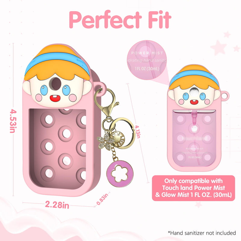 Silicone Case for Touchland Hand Sanitizer 1OZ | Compatible with Touchland Case w/ Keychain & Charm Holes, Cute Portable Travel Holder for Touch land Accessories