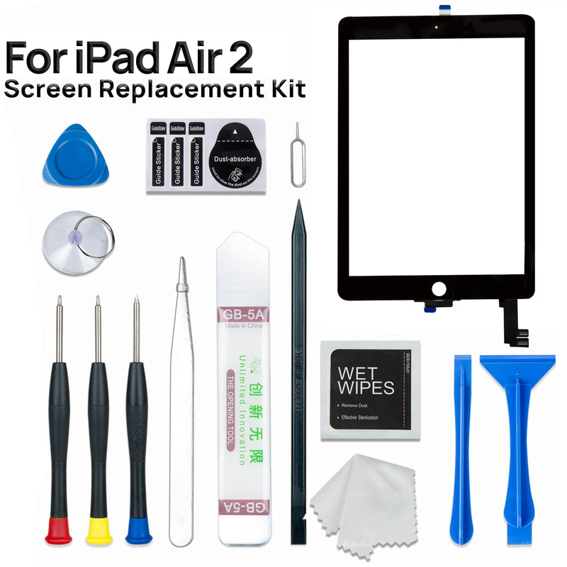 Screen Replacement Digitizer for iPad Air 2 2nd Generation, Touch Glass Compatible with iPad Air 2 A1566 A1567 9.7", Tool Set