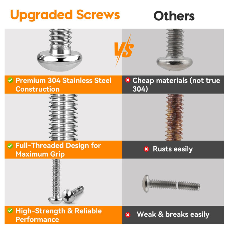 Stainless Steel Nuts and Bolts Assortment Kit, 720PCS Machine Screw #10-24#8-32#6-32#4-40 Silver Phillips Pan Head Assorted Screw Set with Nuts and Flat Washers, Hardware Assortment with Case 720PCS #10-24#8-32#6-32#4-40