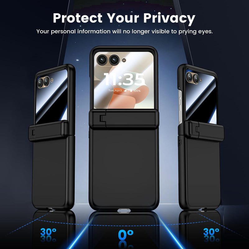 VEGO for Motorola Razr 2026/2025/2024 Case, Compatible with MagSafe | Hinge Protection & Kickstand & Privacy Screen Protector, Magnetic Slim Protective Hard PC Cover for Moto Razr 2026 - Black