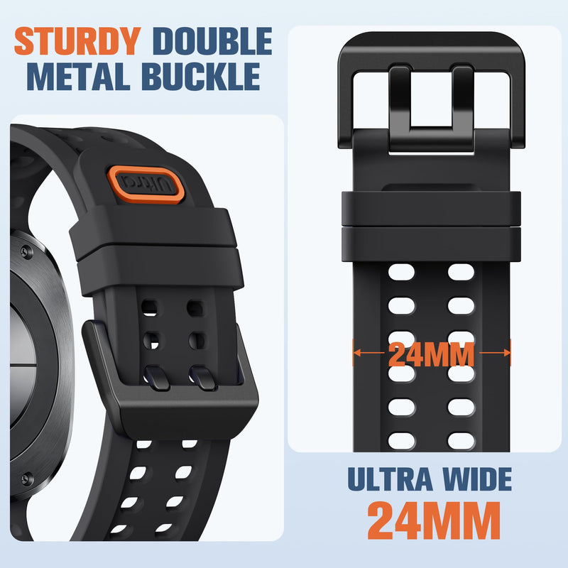 Adorve Marine Band for Samsung Galaxy Watch Ultra 2 / Ultra Bands Men Women | Breathable Soft Silicone Rugged Ocean Wateterproof Sport Wristband for Galaxy Watch Ultra/Ultra 2 47mm (2026/2025/2024),Black Black
