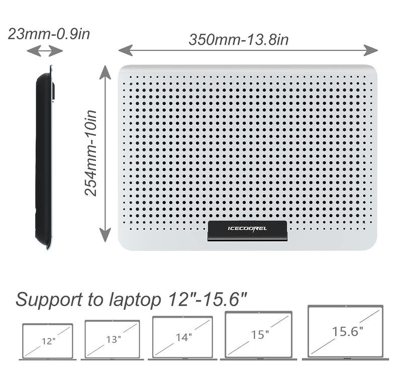 ICE COOREL Aluminum Laptop Cooling Pad, Laptop Cooler Stand with 7 Height Adjustable, Laptop Fan Cooling Pad for Laptop 12-15.6 Inch, Notebook Cooler Pad with Two USB Port (Silver) Silver