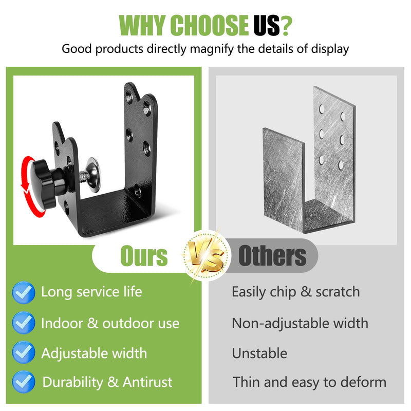 2 Pcs Twist-to-Lock Door Barricade Brackets - Heavy Duty Steel U-Shaped, Rust-Proof Powder Coated Security Door Reinforcement, Door Jammer for Home Barn Shed Garage Gate Twist Fixation