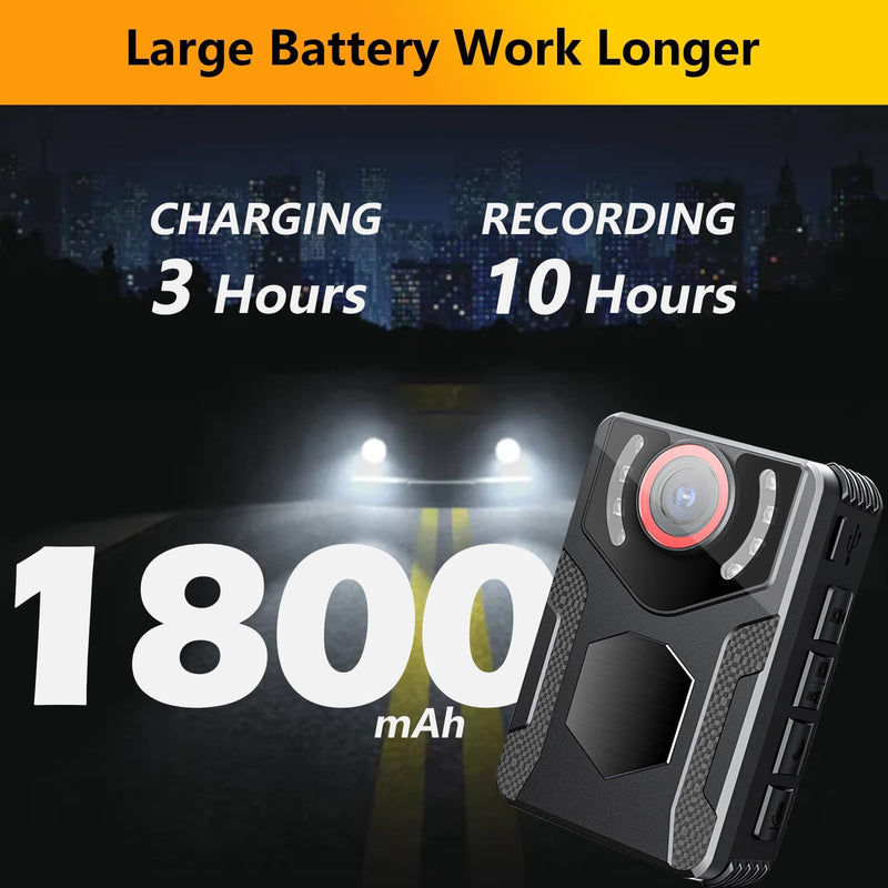 Body Camera with Audio and Video Recording: 1080P FHD Body Cam, 128GB Wearable Pocket Camera, Night Vision, 10HR Battery, 2.0" Screen Bodycam for Work, Outdoor, Travel, Fishing, Pet Walking 128 GB
