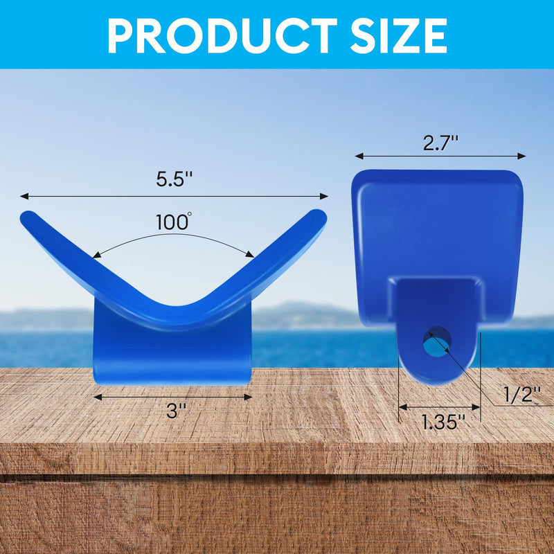 3" V Boat Trailer Roller Bow Stop Installation Aperture 1/2" Bow Stop for Boat Trailers Blue Bow Roller.