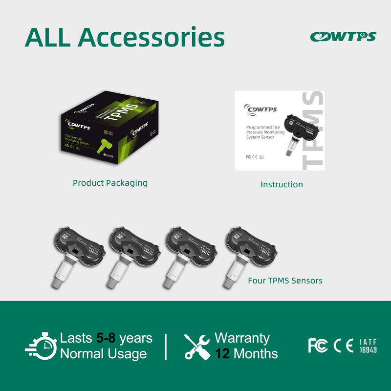 CDWTPS TPMS Sensor fit for Toyota Sienna 2007-2020, Sequoia 2008-2017, Tundra 2007-2017,4pcs 315MHz Tire Pressure Monitor System OE# 4260708010 426070C050 426070C060 426070C070 426070C080