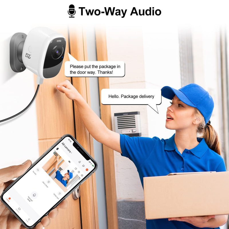 DCT Solar Camera Outdoor Magnetic: Wireless WiFi 4MP Security Camera Battery Powered PIR/AI Motion Detection Two-Way Talk Spotlight Siren Alarm IP66 Waterproof Cloud/SD Storage White-solar panel