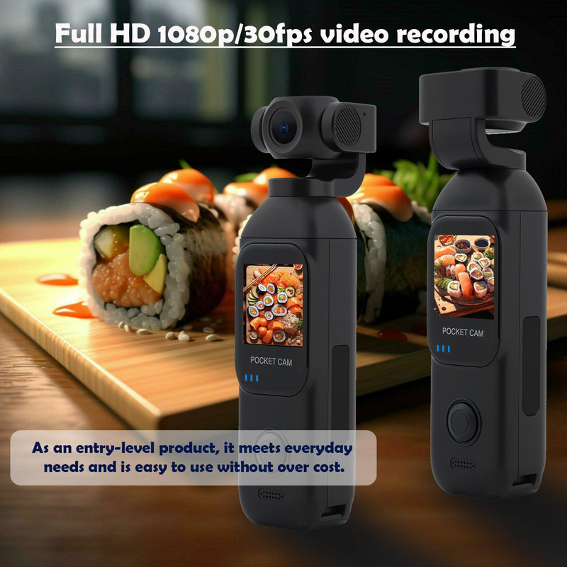 Vlogging Camera 1080P with External 7 Hours Battery Handle Grip | Pocket Camera, Body Cam, Touch Screen, WiFi, Dual Adjust Rotated 330 Degrees Lens, 32GB Card, Vlogs for daily life, travel