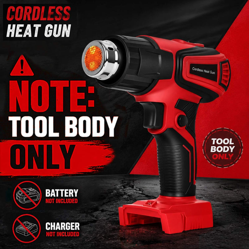 Cordless Heat Gun Compatible with Milwaukee m18 Battery 350W Fast Heating 120℉–1112℉ Variable Temperature LCD Display Portable Hot Air Gun 4 Nozzles for Crafts, DIY (Tool Only, Not Made by Milwaukee)