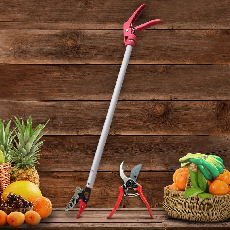 Altdorff Cut and Hold Pruner Set, Lightweight 32-Inch Long Reach Pruner One-Handed Operation, Hold Long Reach Cut Rotating, 8.3" Hand Pruner for Branch Pruning, Fruit Picking, Prickly Plants & Roses Modern