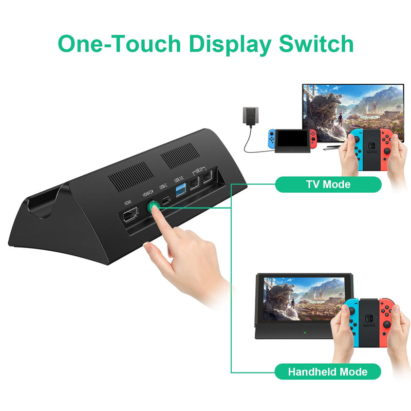TV Docking Station for Switch, Replacement for Official Dock, Supports 4K HDMI Output with HDMI Cable and 15V/2.6A USB-C Charger Dock with Adapter and HDMI