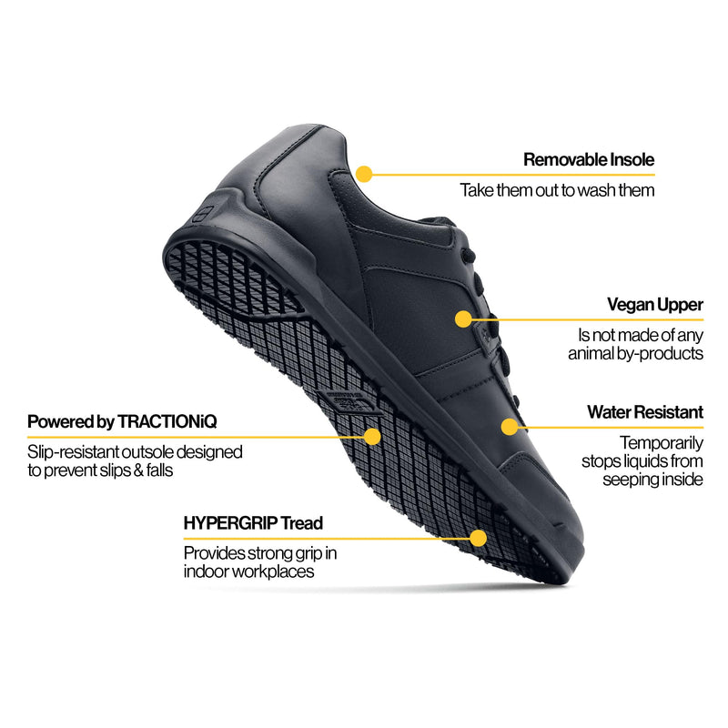 Shoes for Crews Men's Slip-Resistant Work Sneakers – Comfortable, Non-Slip Men's Shoes for Restaurants, Healthcare, Retail, Hospitality & More - Freestyle II 10.5 Black