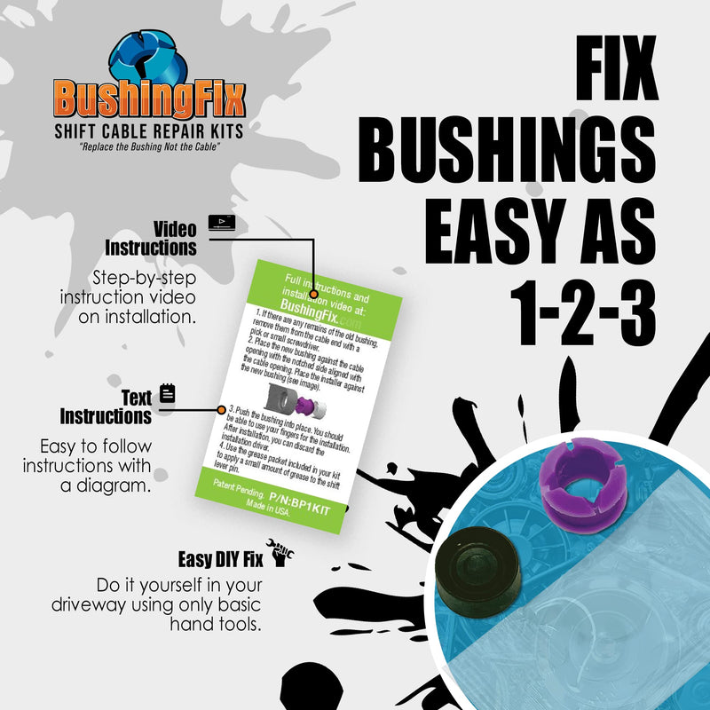 BushingFix BP1Kit - Automatic Transmission Shift Cable Bushing Repair Kit, Replacement Shifter Cable Bushing, Quality Transmission Repair Kit, Compatible with Nissan, Toyota, Hyundai, and Other Brands