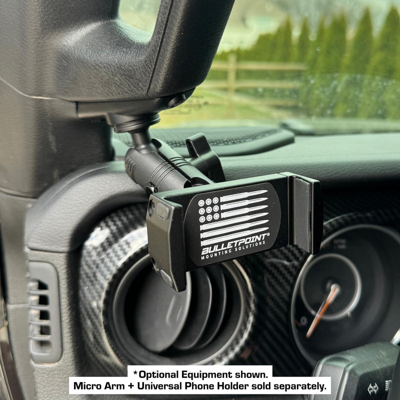 Bulletpoint Mounting Solutions A-Pillar Device Mount with 20mm Ball Compatible with 2018-2023 Jeep Wrangler JL & 2020-2023 Jeep Gladiator