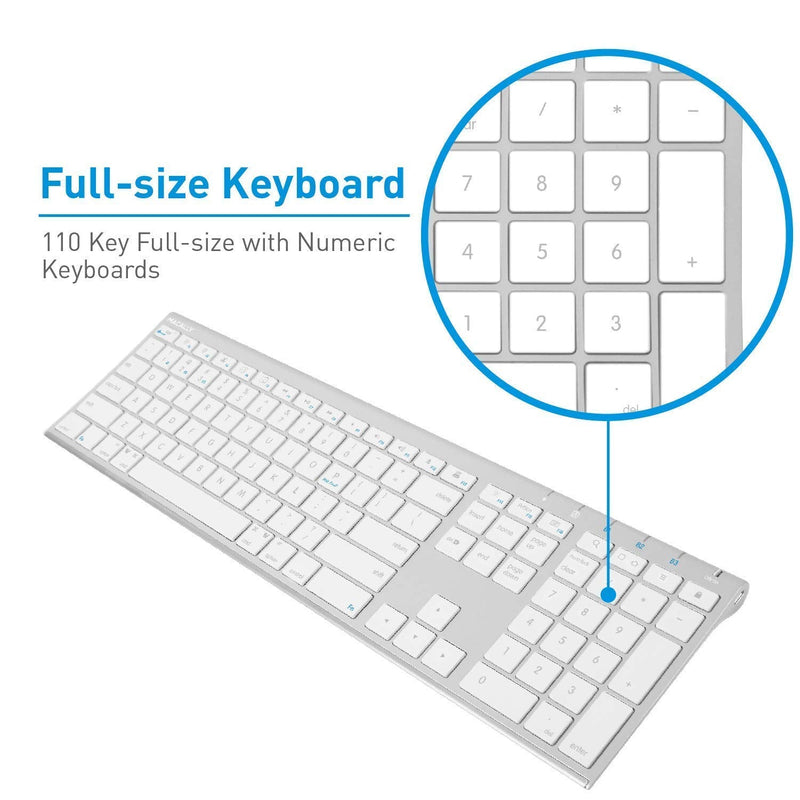 Macally Wireless Bluetooth Keyboard and a Vertical Laptop Stand, Create a Professional Workspace