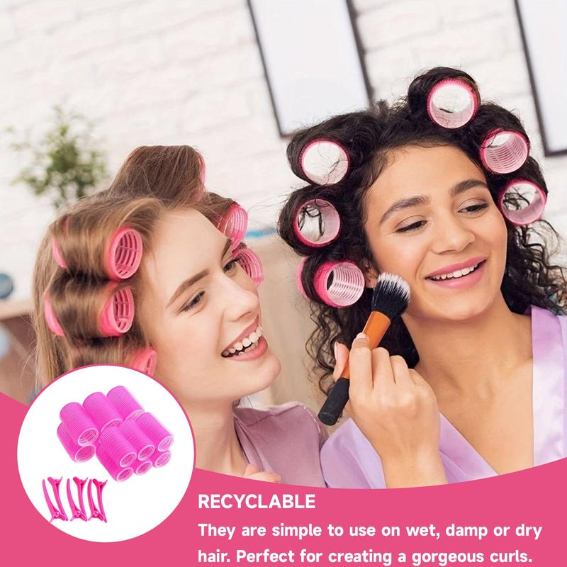  [AUSTRALIA] - 18 Pieces Rollers for Hair Volume, Velcro Rollers For Hair (Pink | Hair Rollers with Clips, Hairs Rollers with Clips for Long Medium Short Hairs Styling Hairs