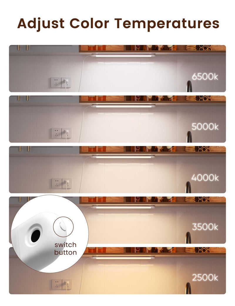 2 Pack Hand Wave Under Cabinet Lights, 16 Inch Plug in Dimmable Kitchen Counter Light Brightness Adjustable Over Sink Lighting, Super Bright LED Lights Motion Sensor Above Stove Lites Under Shelf Lamp White 2pack