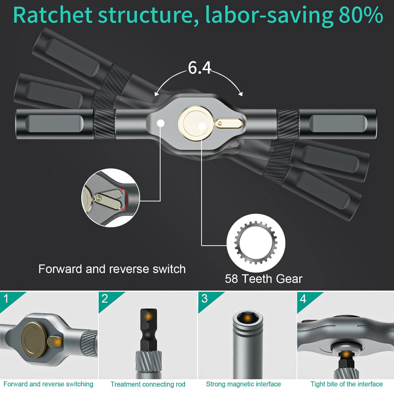 42 in 1 Magnetic Screwdriver Set, DIY Ratchet Screwdriver Set with Detachable Handle, Portable Compact Repair Tool Kit for Furniture Laptop Electronicsv Bicycle 42 in 1 Screwdriver Set