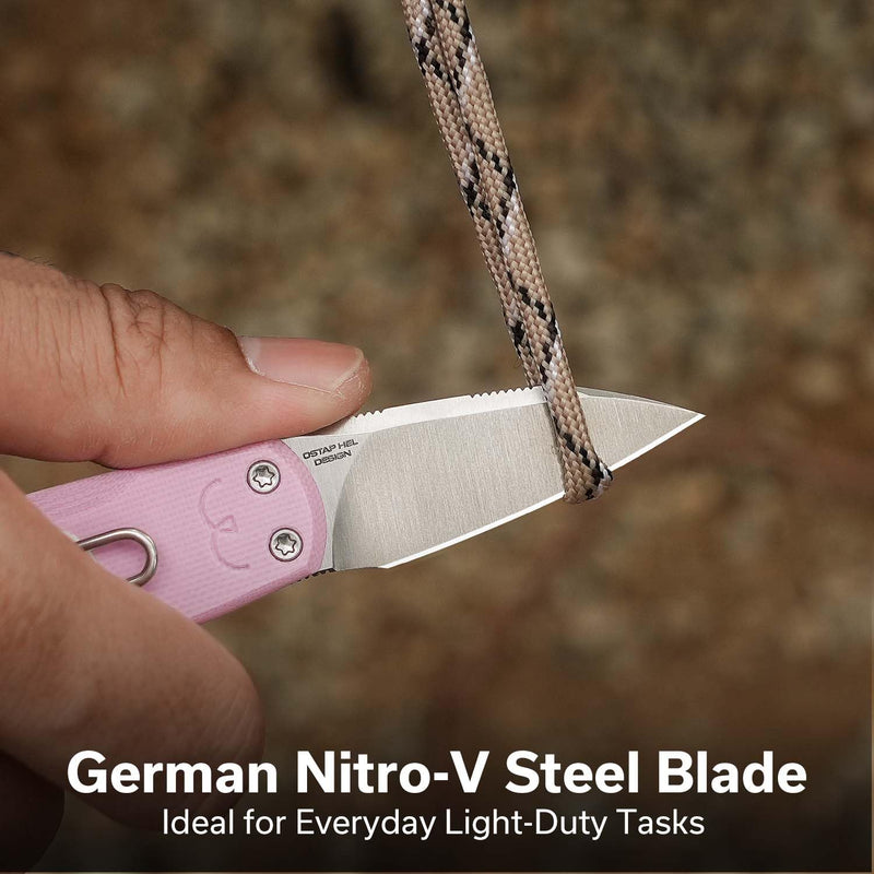 CIVIVI Purr Mini Pocket Knife, Cute Cat-Inspired Folding EDC Knife, 1.83" Nitro-V Steel Blade, Two-Tone G10 Handle, Double Detent Slip Joint Knife, Unique Gift for Men & Women C25054-4 Powder Pink & White