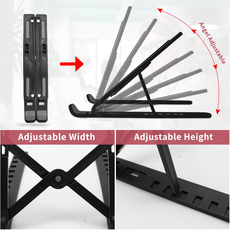 Portable Laptop Stand, New Version Adjustable Laptop Holder Riser Computer Stand for Desk Notebook Stand Mount with Phone Stand, White White-New Version