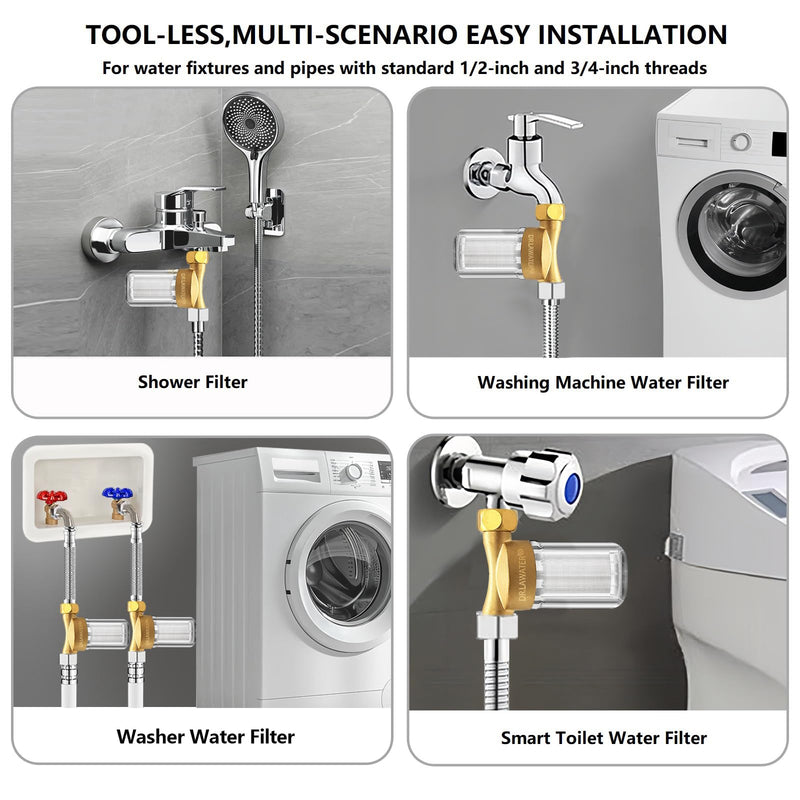 DR03 Reusable Brass Washer Wate Filter, 40 Micron Washing Machine Water Filter, for Washing Machine, Heater, Faucet, Anti Scale Protecting Appliances Sediment Filter